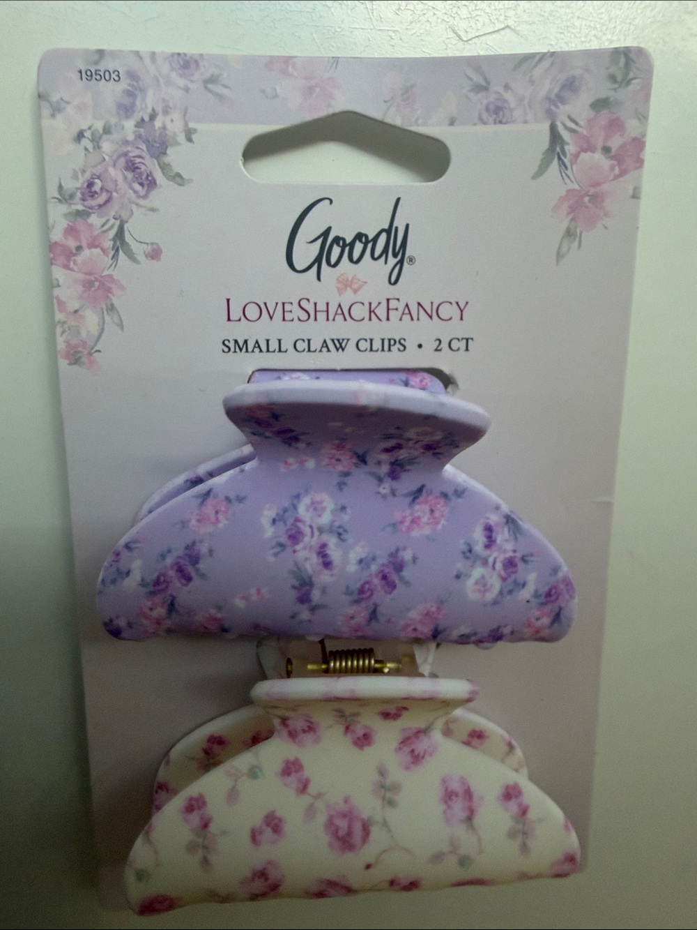 LoveShackFancy Small Claw Clips - Lavender & Cream Floral (2 Pack)